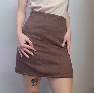 Faux Suede High Waist Skirt